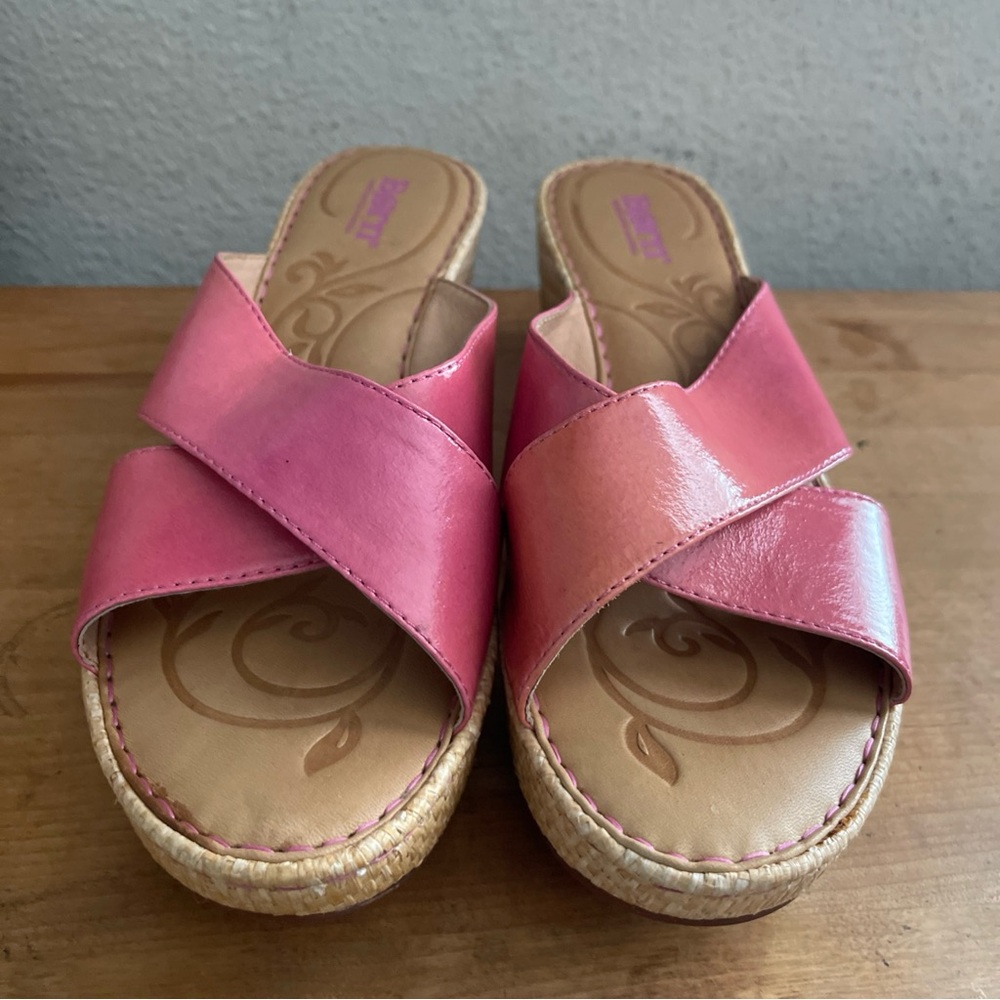 Born Curstyn Pink Leather Wedge Heel Women’s Sandals D89605 Sz 9 - Picture 7 of 12